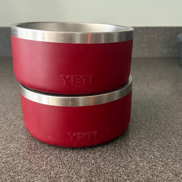 YETI Boomer 4 Cups Wild Vine Burgundy Stainless Steel Dog Pet Bowls Set 2 READ - Picture 10 of 12